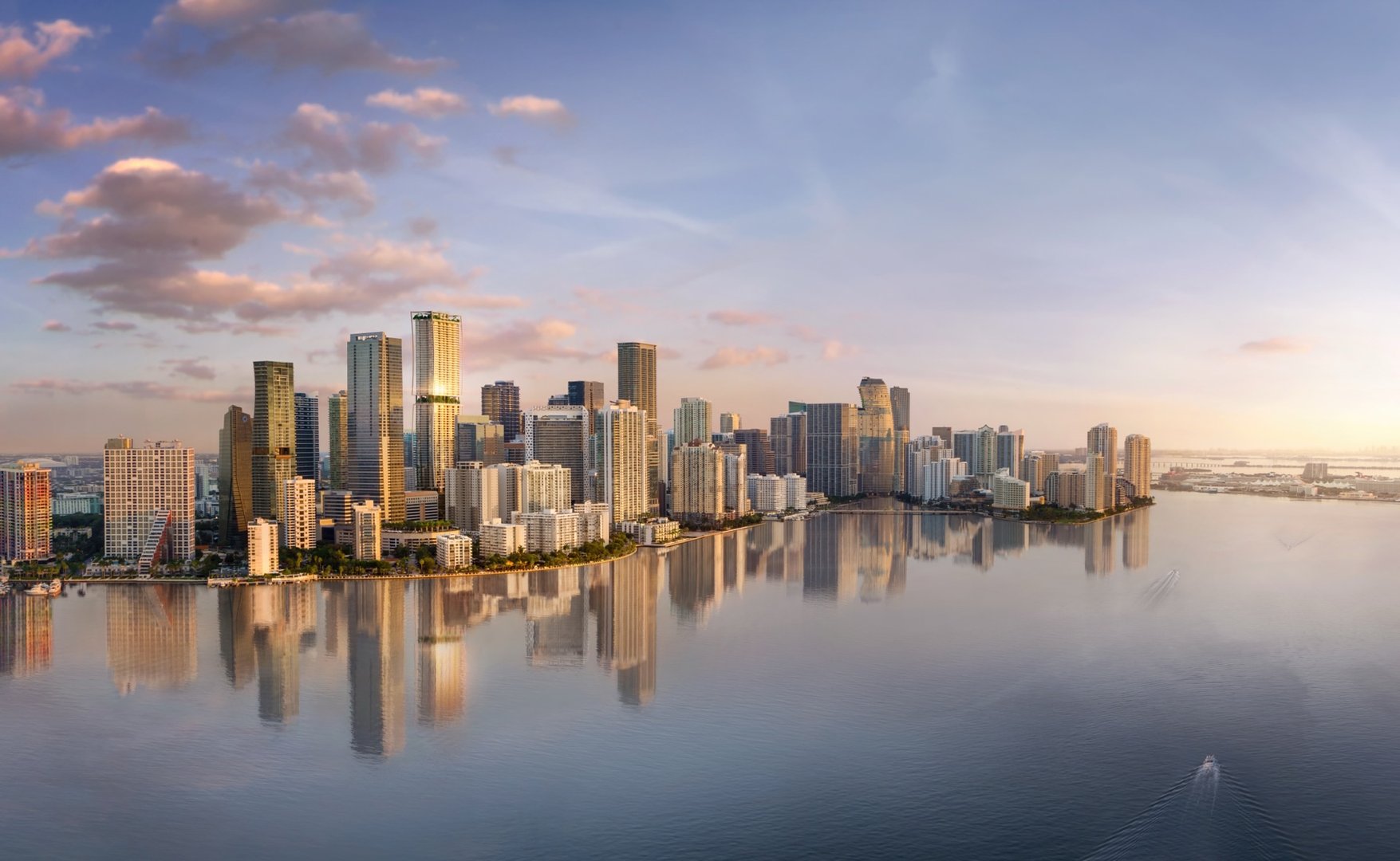 أفق ميامي مع مشاريع ما قبل الإنشاء الفاخرة في Brickell وEdgewater