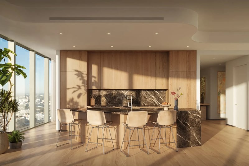 LILLI Miami Edgewater residence kitchen with Gaggenau appliances and marble slab counters
