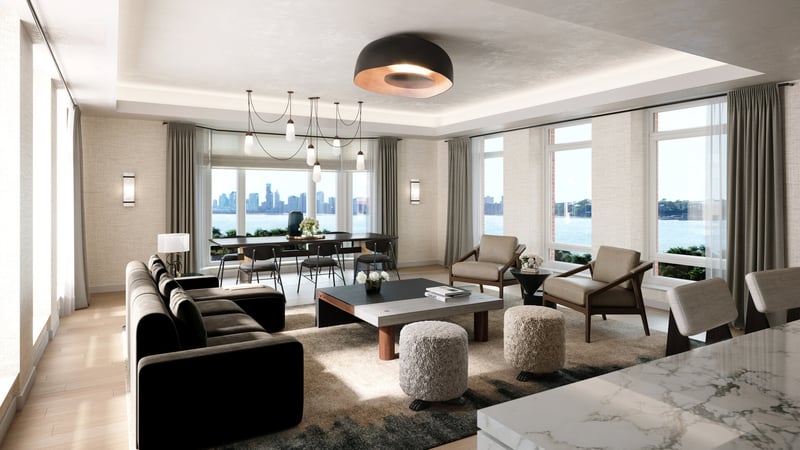 The Cortland open living and dining room